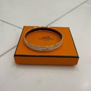 Hermes White Enamel Bangle